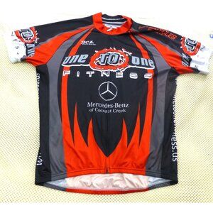 One-To-One Fitness Cycling Jersey Mens Red Black Graphic Mercedes-Benz BCZ
